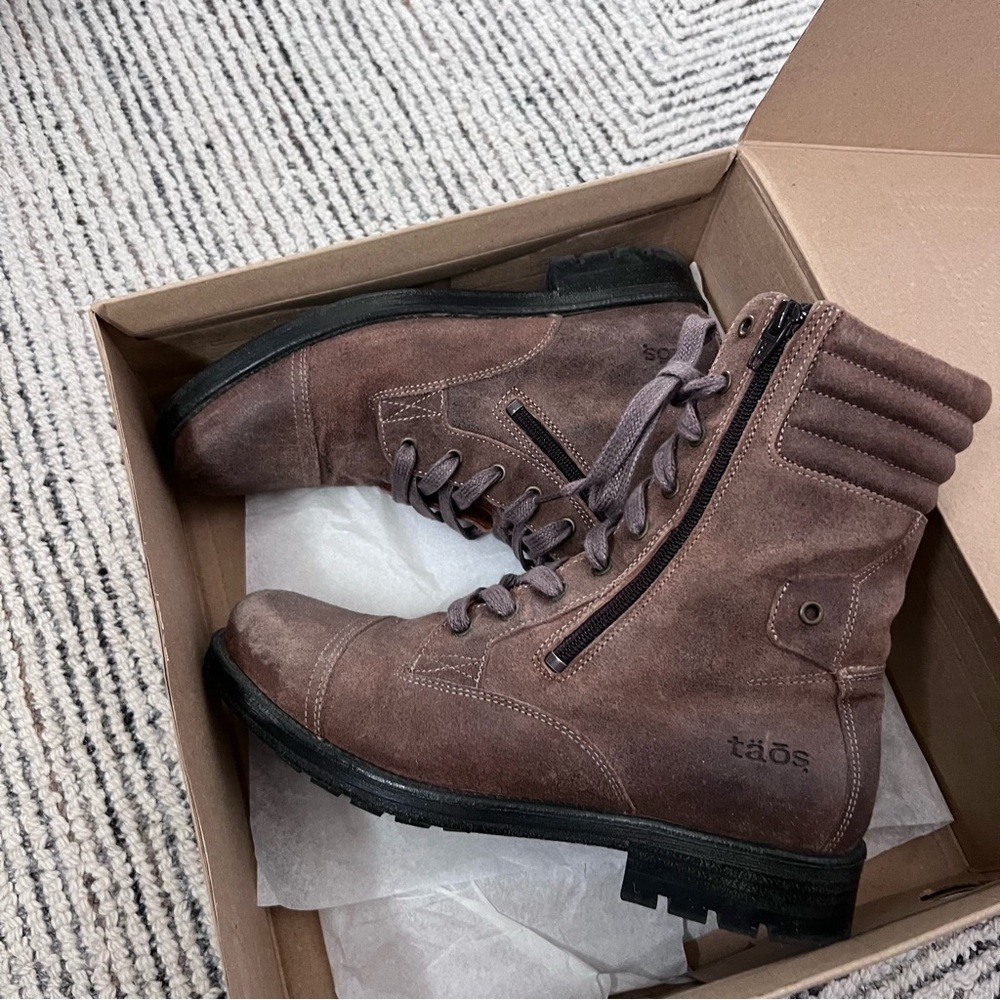 Taos Footwear Renegade Taupe Rugged Boots Shoes Zip Women Size 9-9.5 RGD-27697 , - Picture 3 of 16
